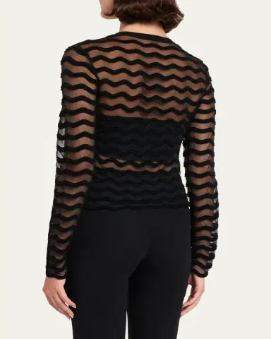 Simkhai Maxime Sheer Wavy Knit Cardigan | Thumbnail 3