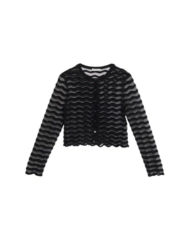 SIMKHAI Maxime Sheer Wavy Knit Cardigan