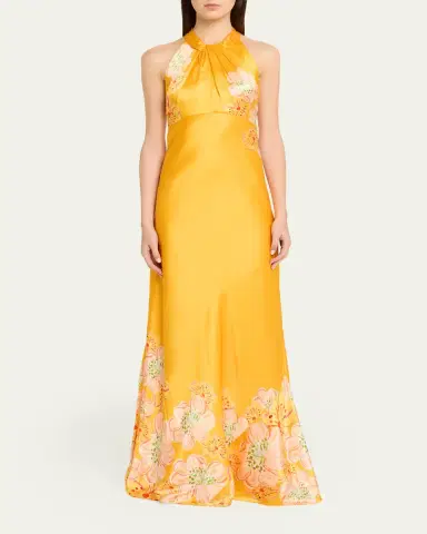 Saloni Cozette Floral Silk Dress | Thumbnail 2