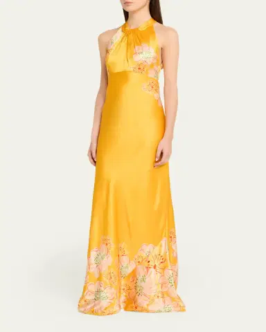 Saloni Cozette Floral Silk Dress | Thumbnail 4