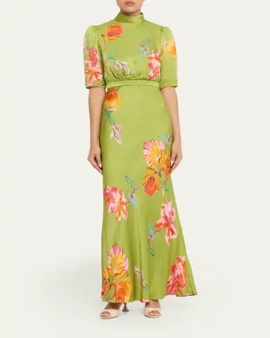 Saloni Adele B Floral Silk Dress | Thumbnail 2