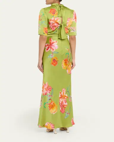 Saloni Adele B Floral Silk Dress | Thumbnail 3