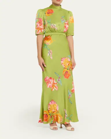 Saloni Adele B Floral Silk Dress | Thumbnail 4