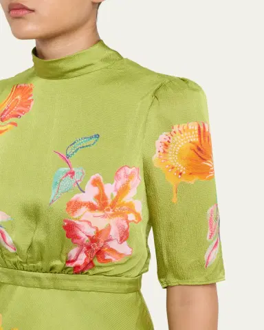 Saloni Adele B Floral Silk Dress | Thumbnail 5