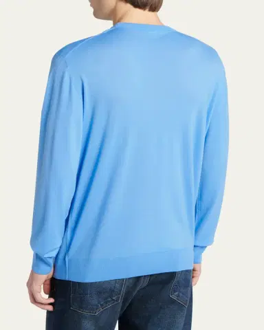 Tom Ford Men's Fine Merino Wool Crewneck Sweater | Thumbnail 3 Tom Ford Men's Fine Merino Wool Crewneck Sweater | Thumbnail 3
