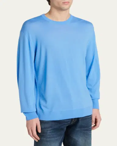 Tom Ford Men's Fine Merino Wool Crewneck Sweater | Thumbnail 4 Tom Ford Men's Fine Merino Wool Crewneck Sweater | Thumbnail 4