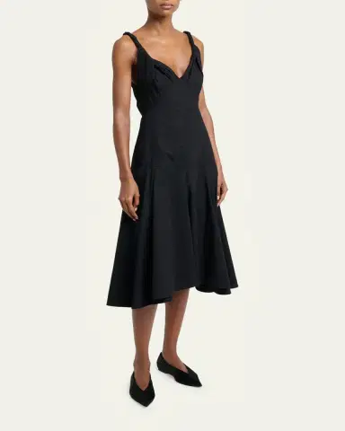 Proenza Schouler Leo Sleeveless Flared Cotton Midi Dress | Thumbnail 4 Proenza Schouler Leo Sleeveless Flared Cotton Midi Dress | Thumbnail 4