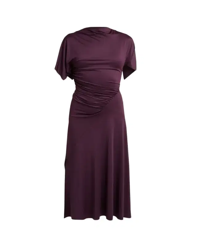 Victoria Beckham Gathered Twisted Flutter-Sleeve Midi Dress