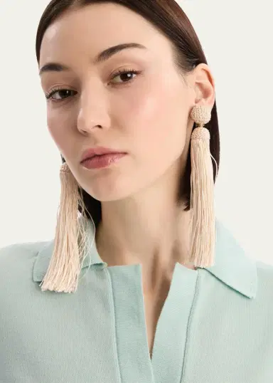 Oscar de la Renta Silk Rope Tassel Clip-On Earrings | Thumbnail 2