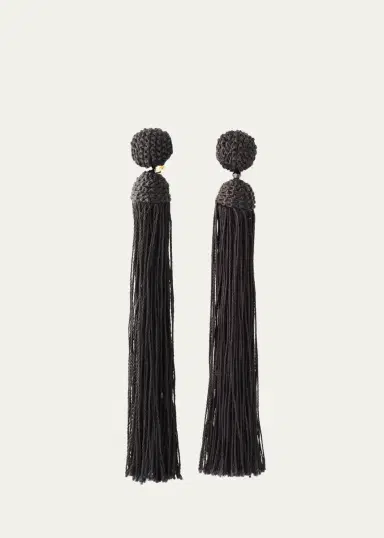 Oscar de la Renta Silk Rope Tassel Clip-On Earrings | Thumbnail 3