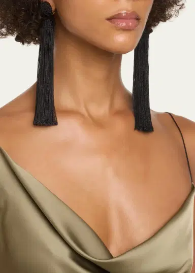 Oscar de la Renta Silk Rope Tassel Clip-On Earrings | Thumbnail 4