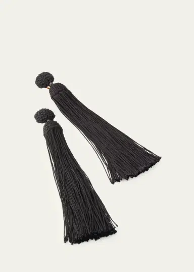 Oscar de la Renta Silk Rope Tassel Clip-On Earrings | Thumbnail 5