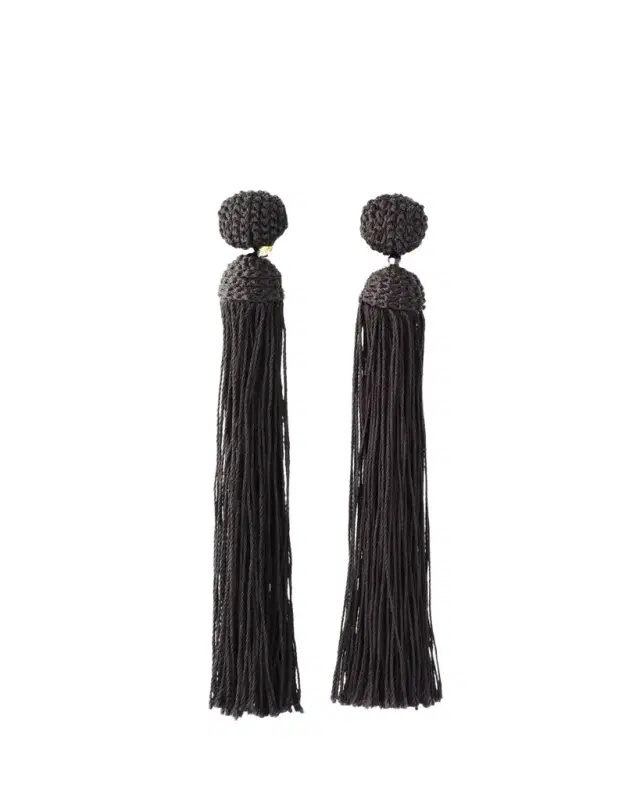 Oscar de la Renta Silk Rope Tassel Clip-On Earrings