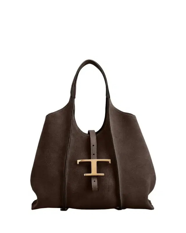 Tod's T Timeless Suede Shopping Tote Bag