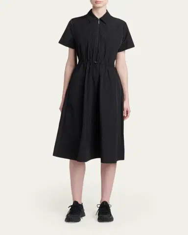 Moncler Short-Sleeve Nylon Midi Dress | Thumbnail 2