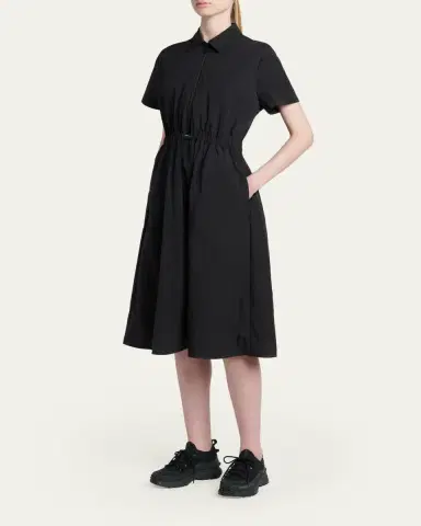 Moncler Short-Sleeve Nylon Midi Dress | Thumbnail 4