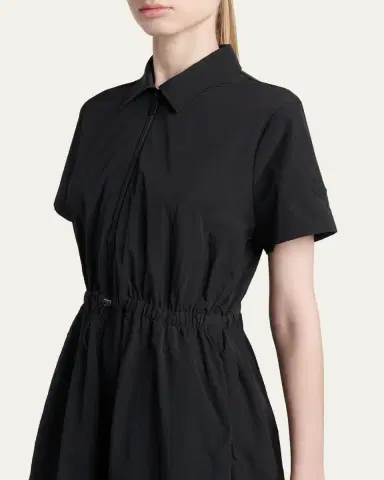Moncler Short-Sleeve Nylon Midi Dress | Thumbnail 5