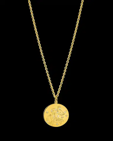 VERDURA 18K Yellow Gold Diamond Zodiac Necklace, Aquarius | Thumbnail 2