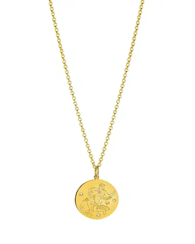 VERDURA 18K Yellow Gold Diamond Zodiac Necklace, Aquarius | Thumbnail 1