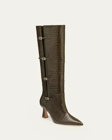 Malone Souliers 70mm Nolan Croc-Embossed Leather Knee-High Boots | Thumbnail 2