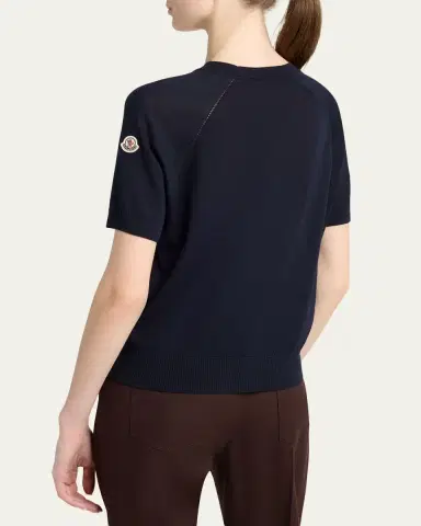 Moncler Short-Sleeve Wool Sweater | Thumbnail 2 Moncler Short-Sleeve Wool Sweater | Thumbnail 2