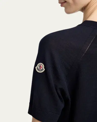 Moncler Short-Sleeve Wool Sweater | Thumbnail 4 Moncler Short-Sleeve Wool Sweater | Thumbnail 4
