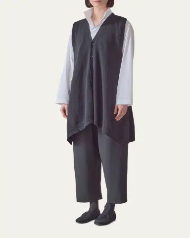 Eskandar Cashmere A-Line Sleeveless Long V-Neck Sweater | Thumbnail 2