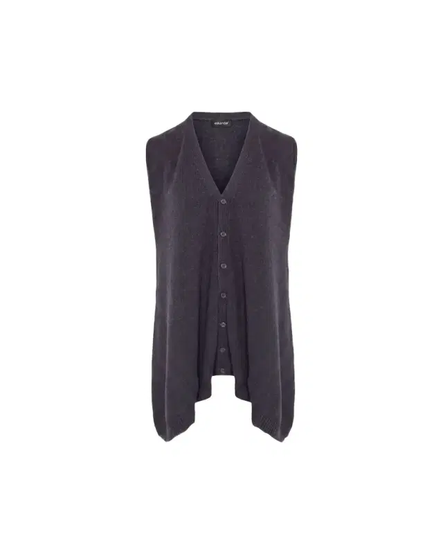 Eskandar Cashmere A-Line Sleeveless Long V-Neck Sweater