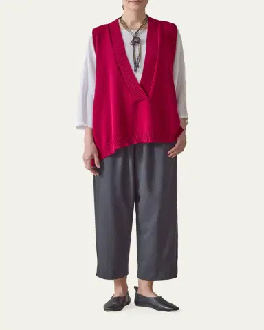 Eskandar Cashmere A-Line Sleeveless Deep V-Neck Sweater | Thumbnail 2