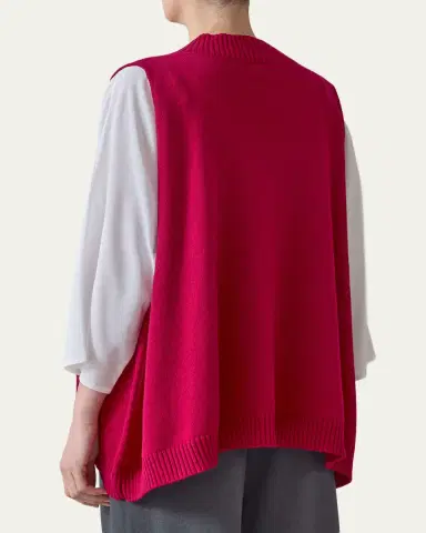 Eskandar Cashmere A-Line Sleeveless Deep V-Neck Sweater | Thumbnail 3
