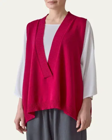 Eskandar Cashmere A-Line Sleeveless Deep V-Neck Sweater | Thumbnail 4