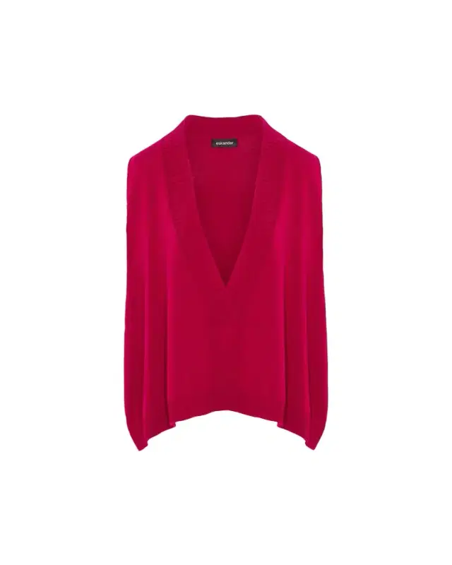 Eskandar Cashmere A-Line Sleeveless Deep V-Neck Sweater