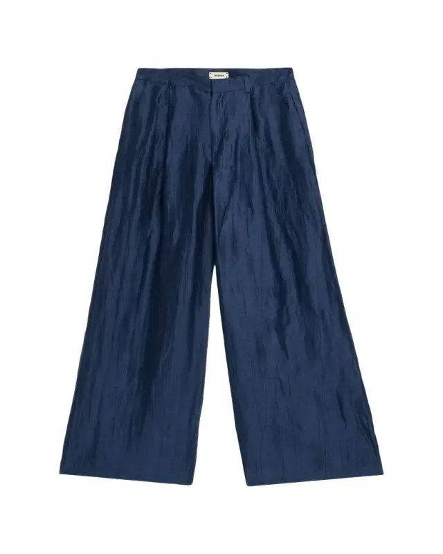 Allanah Crinkled Linen Wide-Leg Pants