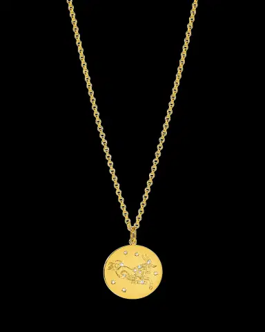 VERDURA 18K Yellow Gold Diamond Zodiac Necklace, Capricorn | Thumbnail 2