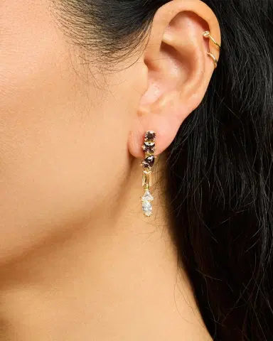 Nickho Rey Julie 14K Gold Vermeil Cubic Zirconia Medium Linear Earrings | Thumbnail 2 Nickho Rey Julie 14K Gold Vermeil Cubic Zirconia Medium Linear Earrings | Thumbnail 2