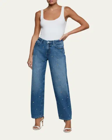 L'Agence Bex High-Rise Studded Rodeo Jeans | Thumbnail 2