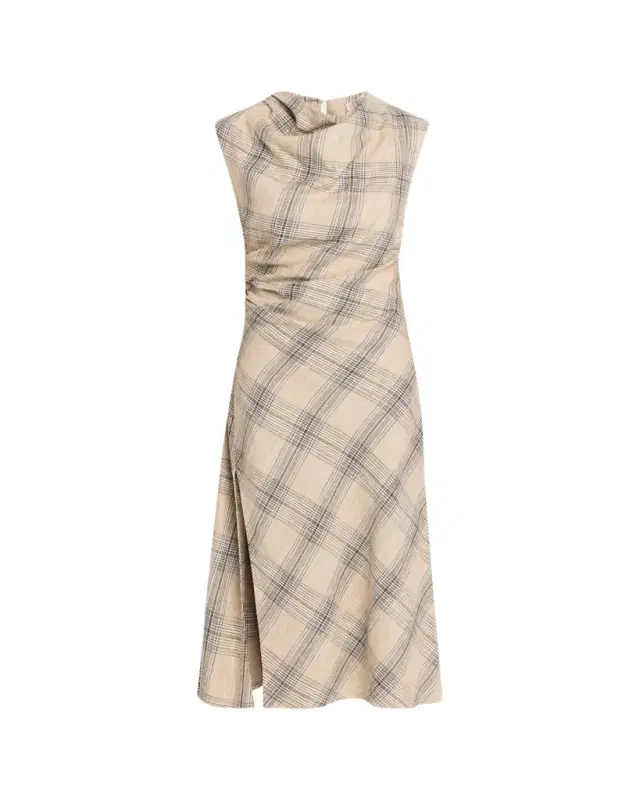 Burke Draped Plaid Midi Dress