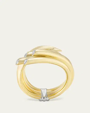 TABAYER 18K Yellow and White Gold Diamond Sheaf Ring | Thumbnail 2