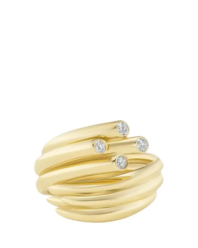TABAYER 18K Yellow and White Gold Diamond Sheaf Ring