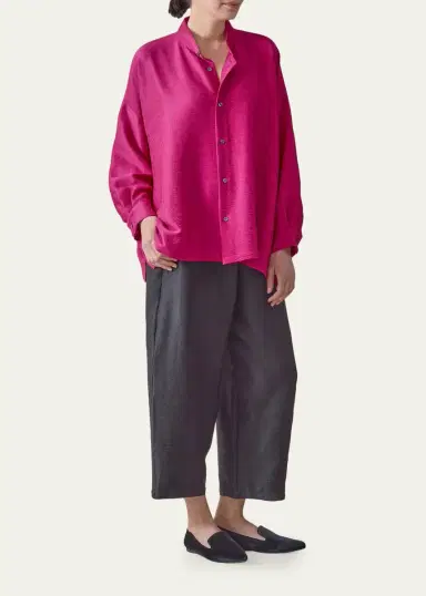 Eskandar Midweight Silk Plisse Wide A-Line Shirt | Thumbnail 2