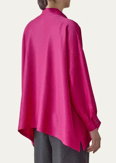 Eskandar Midweight Silk Plisse Wide A-Line Shirt | Thumbnail 3