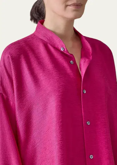 Eskandar Midweight Silk Plisse Wide A-Line Shirt | Thumbnail 5