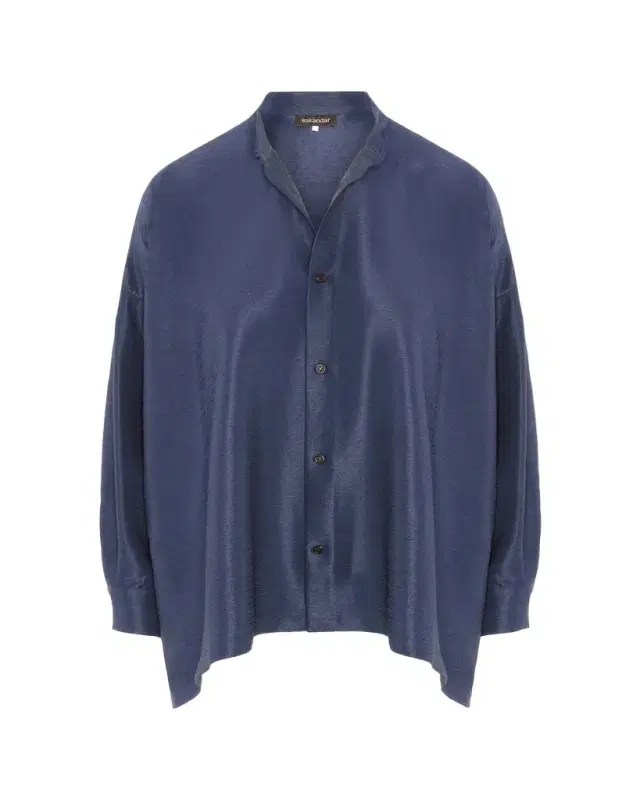 Eskandar Midweight Silk Plisse Wide A-Line Shirt