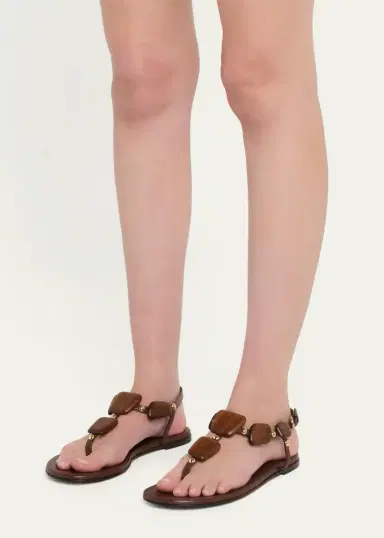 Gianvito Rossi Beaded Nappa Metallic Leather Thong Sandals | Thumbnail 2
