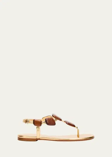 Gianvito Rossi Beaded Nappa Metallic Leather Thong Sandals | Thumbnail 6