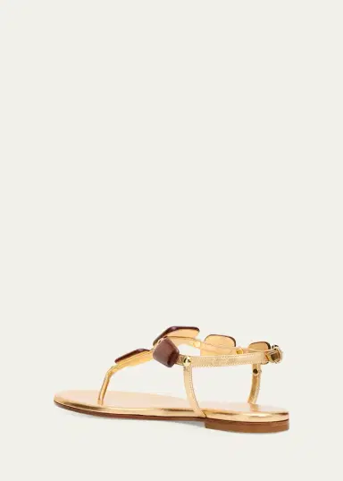 Gianvito Rossi Beaded Nappa Metallic Leather Thong Sandals | Thumbnail 7
