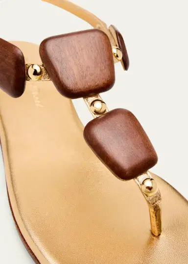 Gianvito Rossi Beaded Nappa Metallic Leather Thong Sandals | Thumbnail 8