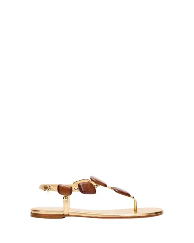 Gianvito Rossi Beaded Nappa Metallic Leather Thong Sandals