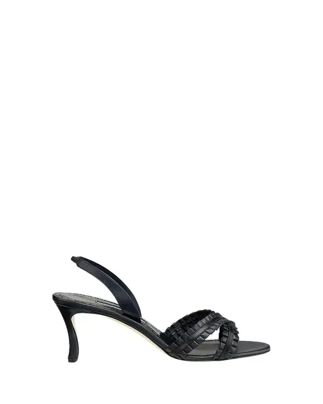 Manolo Blahnik 70mm Volusan Leather Slingback Pumps