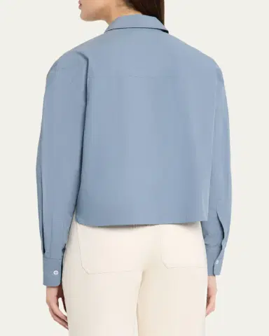 Veronica Beard Aderes Embroidered Cropped Cotton Shirt | Thumbnail 3 Veronica Beard Aderes Embroidered Cropped Cotton Shirt | Thumbnail 3